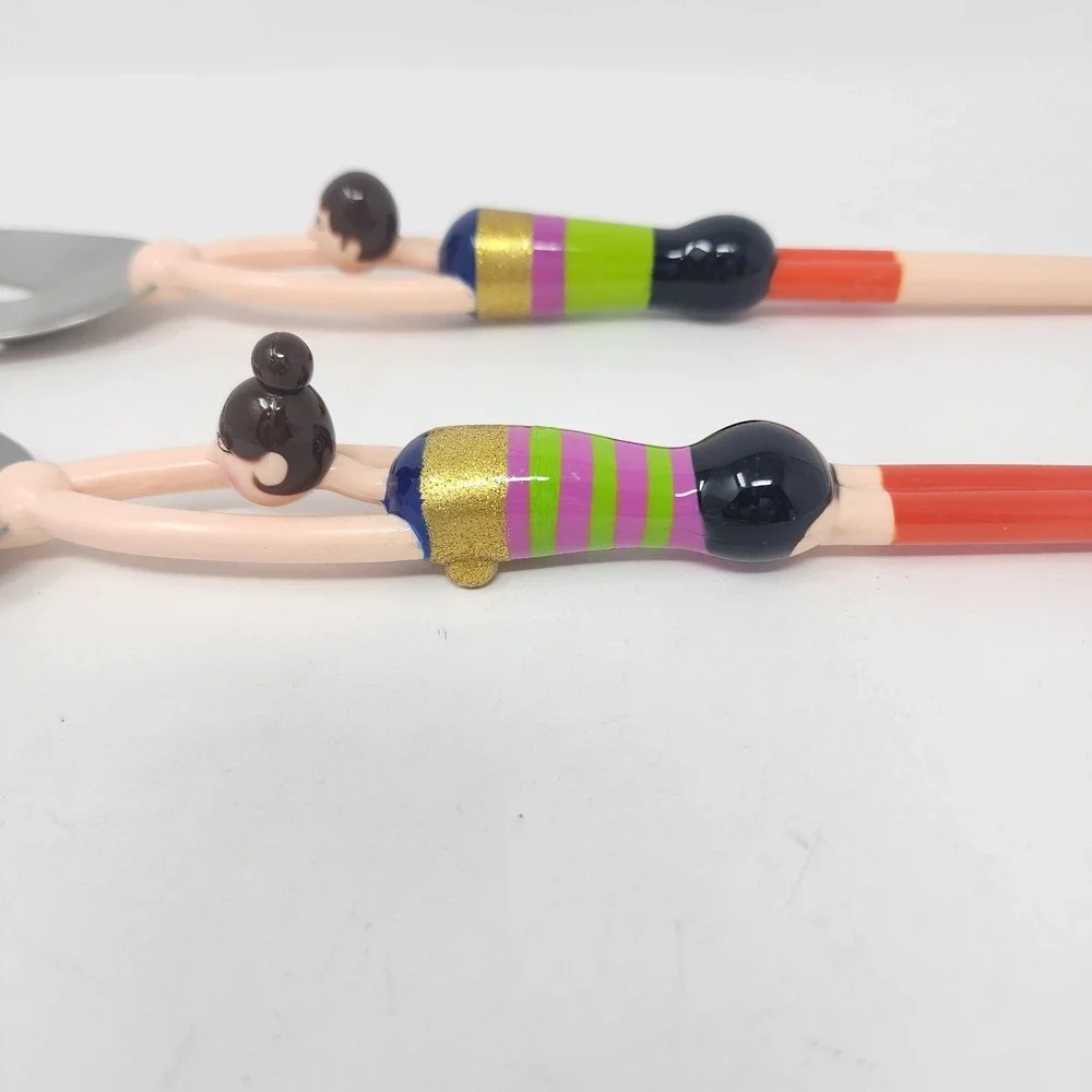 Pylones Paris Salad Pasta Serving Fork and Spoon Set Swimmers 13'' Vintage